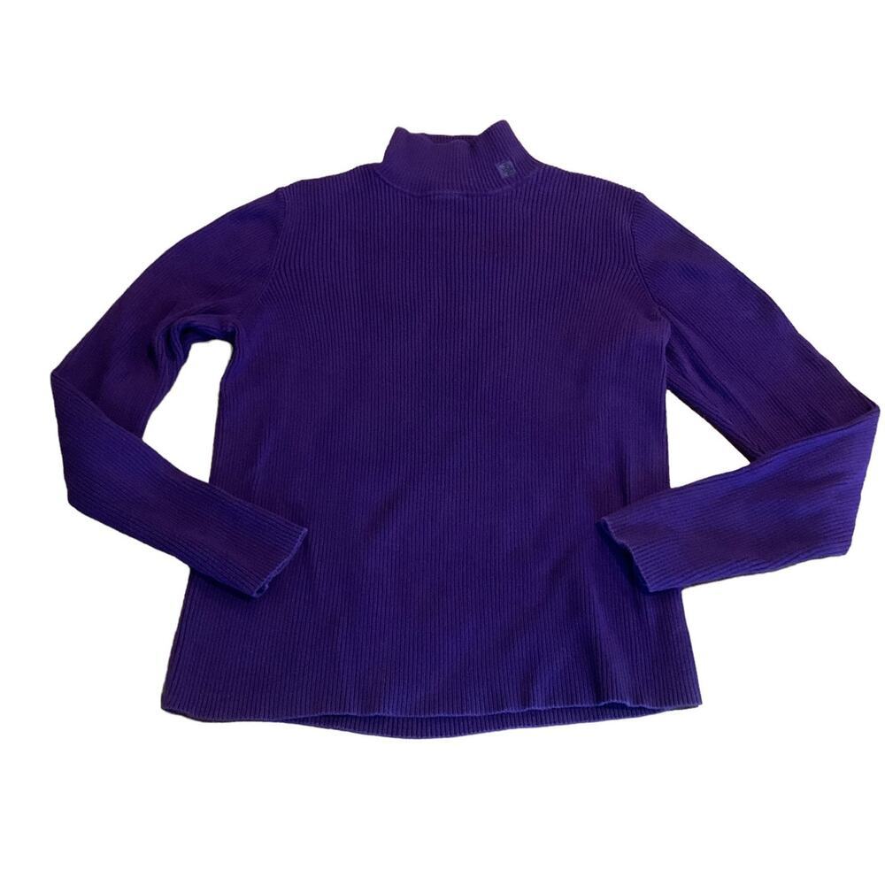 Lauren Ralph Lauren Women’s Purple Mock Turtleneck Ribbed Top Sweater Medium